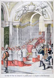 Il corpo di Papa Leone XIII trasportato alla Cappella del Santissimo Sacramento, Vaticano, 1903