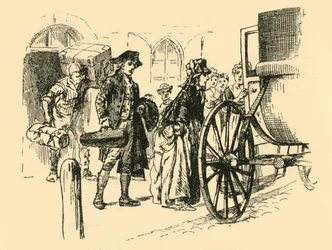 La carrozza che doveva trasportare i viaggiatori si fermò alla porta, 1907