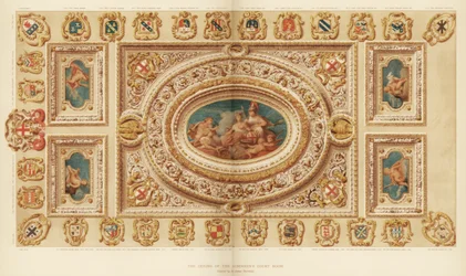 Il soffitto della Sala degli Aldermen, Guildhall, Città di Londra, XVIII secolo 1886