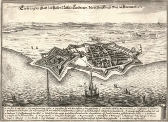 Le fortificazioni di Landskrona, Svezia, catturate dai danesi nella guerra di Scania, 1676