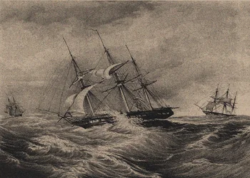 La fregata Kreiser e lo sloop Ladoga sulla costa dell