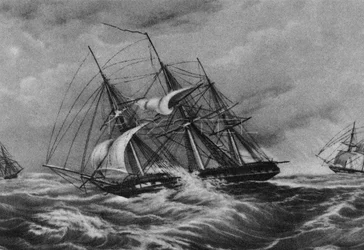 La fregata Kreiser e lo sloop Ladoga sulla costa dell