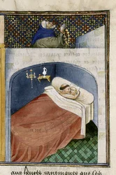 Il monaco dorme con la moglie mentre il marito prega, 1460s