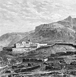 La moschea e il quartiere in rovina di Bayazid Dogubayazit, Turchia, 1895