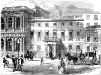 Il nuovo ufficio del dipartimento della guerra, Buckingham House, Pall Mall, Londra, 1855