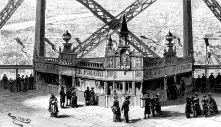 Il padiglione del Figaro, al secondo piano della Torre Eiffel, Parigi, 1889