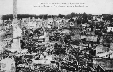 Le rovine di Sermaize-Les-Bains, Francia, Battaglia della Marna, Prima Guerra Mondiale, 1914