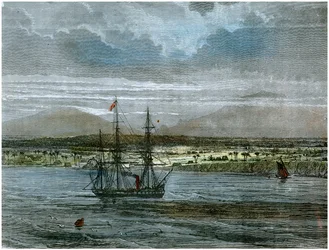 I vulcani di Mauna Loa e Manua Kea, Hawaii, c1880