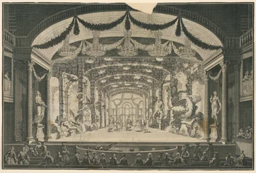 Interno del teatro con spettacolo in corso