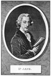 Thomas Augustine Arne 1710-1778, compositore inglese