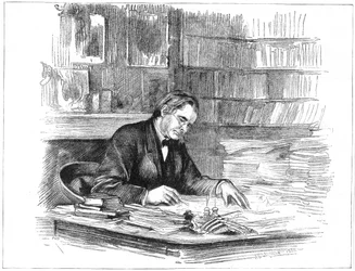 Thomas Henry Huxley, biologo britannico, alla sua scrivania nel 1882
