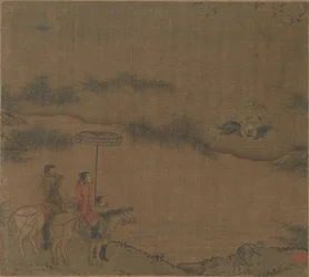 Tre cavalieri che cacciano oche selvatiche, 960-1279