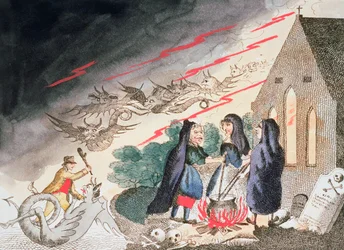 Tre streghe in un cimitero, c. 1790