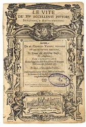 Pagina del titolo da: Giorgio Vasari, Le vite dei più eccellenti pittori, scultori italiani