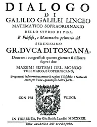 Pagina del titolo di Dialogo, di Galileo, 1632