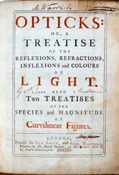 Pagina del titolo di Opticks dello scienziato e matematico inglese Isaac Newton, 1794