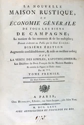 Pagina del titolo di La Nouvelle Maison Rustique, ou Economie Générale, 1775