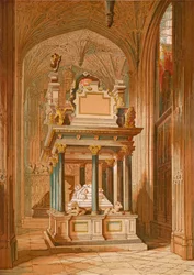Tomba della Regina Elisabetta. - Abbazia di Westminster, c1845, 1864
