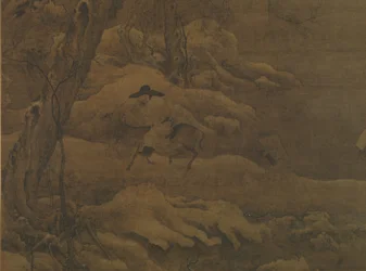 Viaggiatori in una foresta invernale
