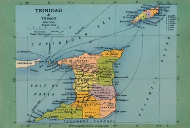 Mappa di Trinidad e Tobago, c1940s