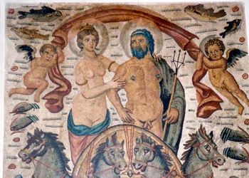 Trionfo di Nettuno e Anfitrite, mosaico romano, inizio IV secolo