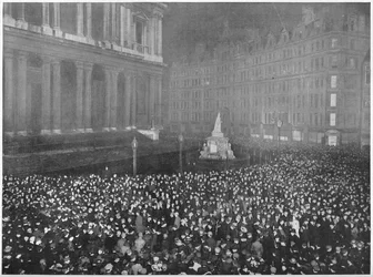 Mezzanotte a Capodanno fuori dalla Cattedrale di St Paul, Londra, c1902-1903