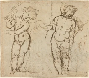 Due putti in piedi [recto]