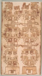 Due Frammenti di Tessuto con Teste Zannute, 500-200 a.C.