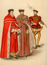 Due pari nei loro abiti e un alabardiere, XVI secolo, 1893