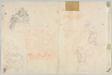 Vari schizzi di figure e piante verso, XIX secolo