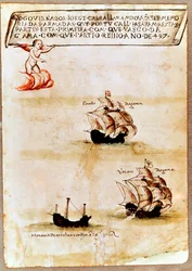 La flotta di Vasco da Gama in mare, 1497