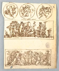 Venere alla forgia di Vulcano, inverno, vittorie e tre tondi, putti come elementi