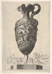Vaso con maschere grottesche, grifoni e un fregio popolato da un toro e uomini, ca. 1550-1600
