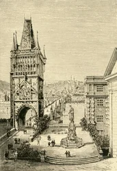 Veduta di Praga - La torre del ponte, 1890