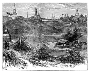 Veduta vicino a Rangoon, Birmania, c1888