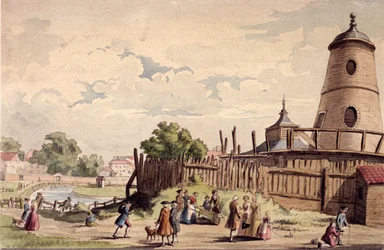 Veduta di New River Head, Finsbury, Londra, c1750