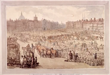 Veduta del Mercato di Smithfield, Londra, 1810