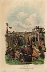 Vista di una miniera di ferro del XVIII secolo a Dannemora, Upland, Svezia
