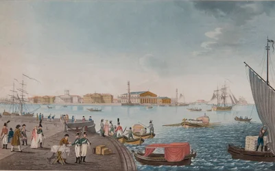 Vista del fiume Neva e della Borsa di San Pietroburgo