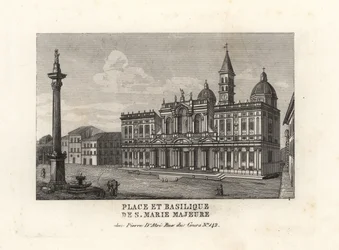 Veduta di Piazza e Basilica di Santa Maria Maggiore, Roma