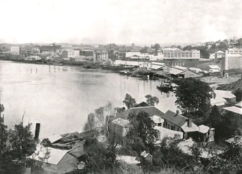 Veduta della città e del fiume, Brisbane, Australia, 1895