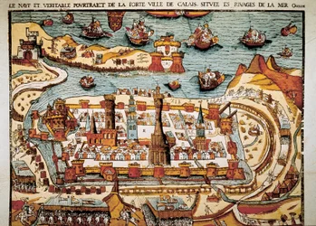Veduta della città di Calais nel 1538