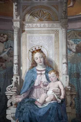 Dipinto della Vergine e del bambino nella chiesa di San Filippo Neri, Torino, Italia