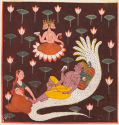 Vishnu su Ananta, il serpente infinito, c. 1700