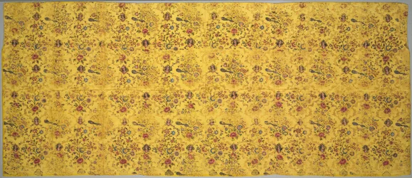 Copertura murale con flora, pavoni e medaglioni con ritratti, 1800s