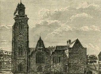 Veduta ovest della vecchia chiesa di St. Martins-in-the-Fields, demolita nel 1721, 1881