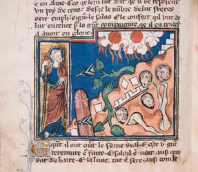 Quando si alza per far tremare la terra... Miniatura da: Apocalisse di San Giovanni, ca. 1320