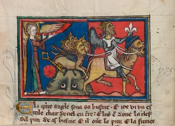 Quando il quinto angelo suonò la tromba... Miniatura da: Apocalisse di San Giovanni, ca 1320