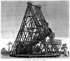 Telescopio riflettore di William Herschel con lunghezza focale di 40 piedi, Slough, Inghilterra, 1809