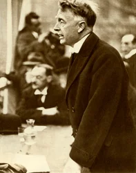 William Thomas Cosgrave che tiene un discorso, Dublino, Irlanda